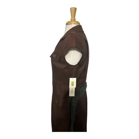 Maggie London, Safari utility dress. Brown Button-Down Dress - Picture 9 of 15